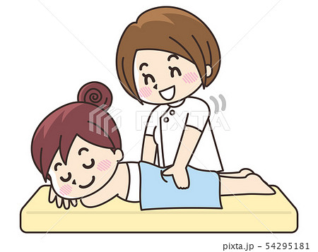 施術を行うマッサージ師の女性のイラスト素材