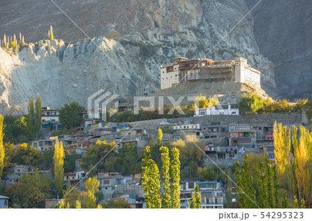Baltit fort in autumn. Karimabad surround by 54295323