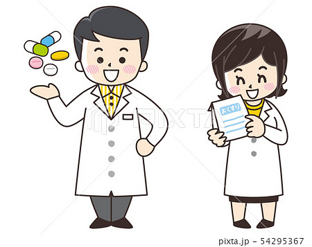 薬剤師の男女のイラスト素材