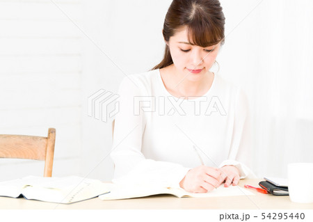 勉強する若い女性 54295440