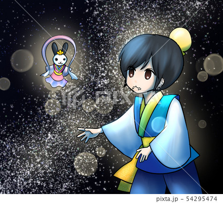 七夕の思い出 夜空に浮かぶ星々 天の川 のイラスト素材