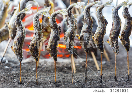 Grilled fresh fish Trouts or iwana yamame at Kegon Grilled fresh fish Trouts or iwana yamame at Kegon 54295652