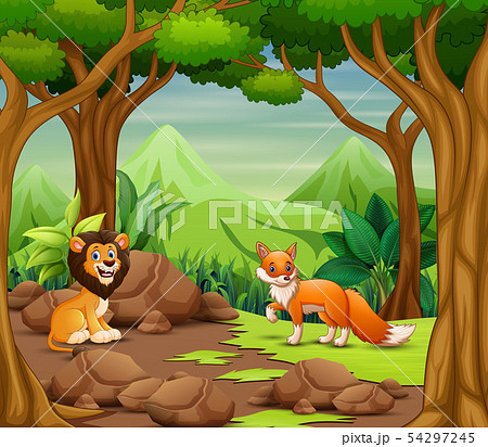 Wild animals cartoon living in the forest - Stock Illustration [54297245] -  PIXTA