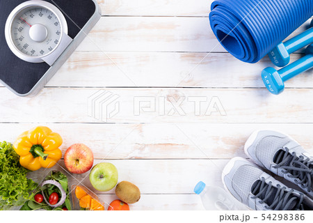 Healthy lifestyle, food and sport concept.  54298386