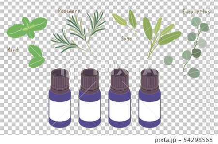 Various herbs · Aroma oil bottle 54298568