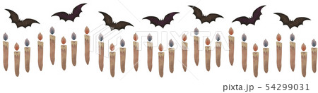 ハロウィン　ライン　コウモリ　蝋燭 54299031
