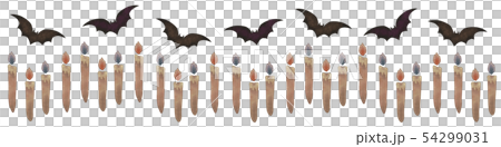 ハロウィン　ライン　コウモリ　蝋燭 54299031