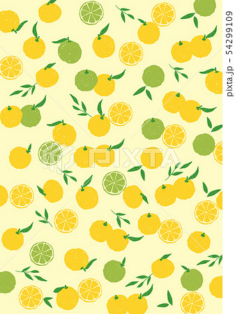 柑橘 ゆず かぼす 背景パターンのイラスト素材 54299109 Pixta