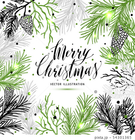 Merry Christmas greeting card with new years tree Merry Christmas greeting card with new years tree 54301365