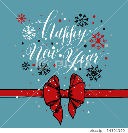 Calligraphic text happy new year with snowflakes 54301390