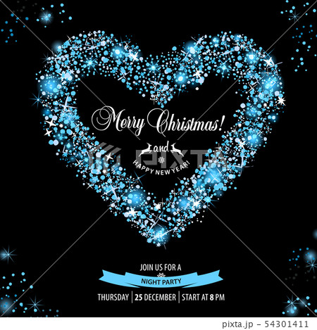 Christmas invitation card witch hearts. 54301411
