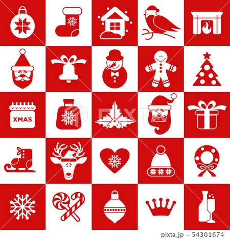Christmas design icons set. Seamless pattern of 54301674