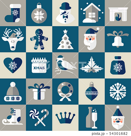 Christmas illustration. Vector set of icons. 54301682