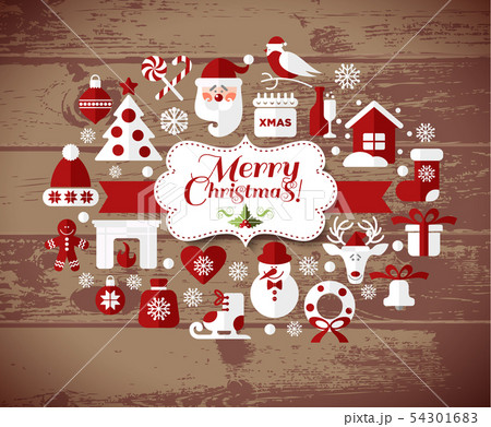 Christmas illustration. Vector set of icons. 54301683
