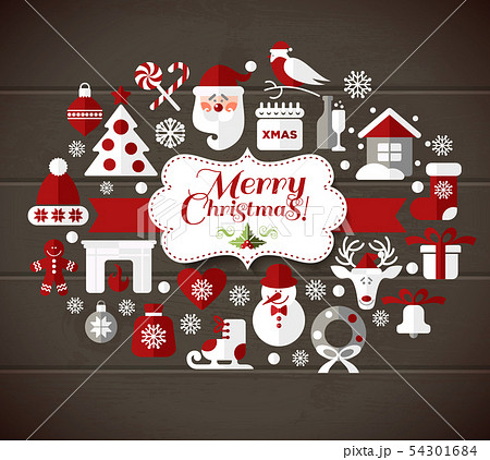 Christmas illustration. Vector set of icons. 54301684