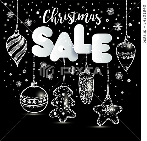 New Year s toys hand drawn style on black with and 54301940