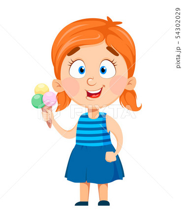 Cute little girl holding ice-cream 54302029