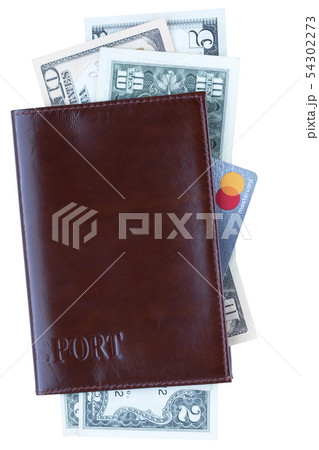 Passport, credit card with Mastercard logo and US 54302273