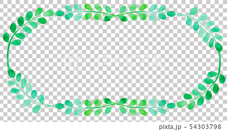 水彩葉っぱフレーム括弧のイラスト素材 54303798 Pixta