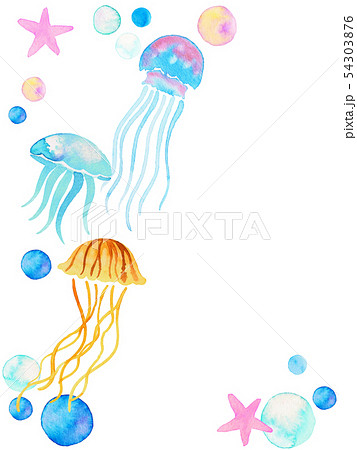 クラゲと泡のイラスト素材 54303876 Pixta