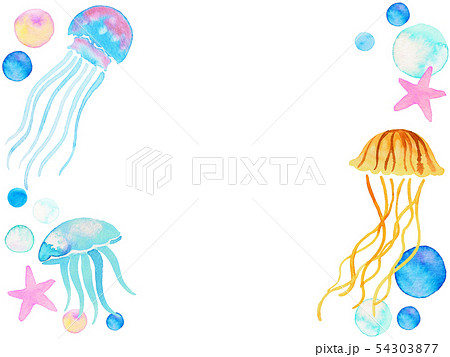 クラゲと泡のイラスト素材 54303877 Pixta