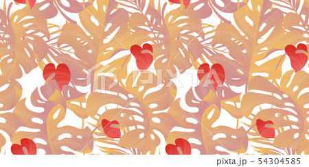Tropical plant seamless pattern, Heliconia, palm Tropical plant seamless pattern, Heliconia, palm 54304585