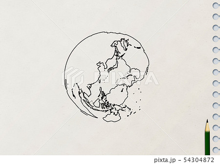 紙に鉛筆で描いた抽象的な地球のイラスト素材