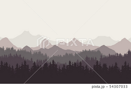 Realistic illustration of mountain landscape with Realistic illustration of mountain landscape with 54307033