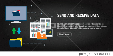 Send and receive data, banner internet with icons 54308341