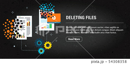 Deleting files, banner internet with icons in 54308358