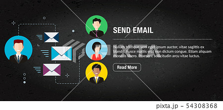 Send email, banner internet with icons in vector. 54308368