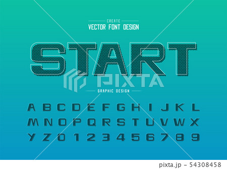 Pixel bold font and alphabet vector, Design 54308458