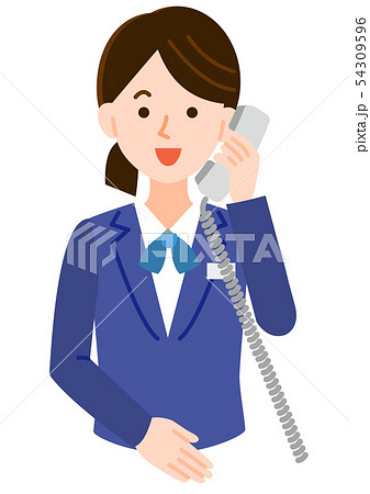 電話をかける女性 線なし イラストのイラスト素材
