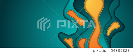 Turquoise and orange abstract papercut background 54309828