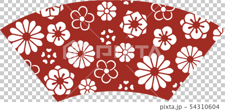 和風の花柄　扇形 54310604
