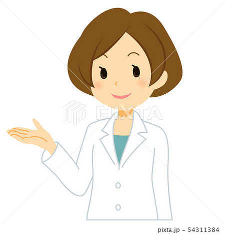 案内をする白衣の女性 閉じ口のイラスト素材