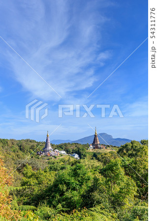 Noppamethanedon and Nopphonphusiri pagodas view 54311776