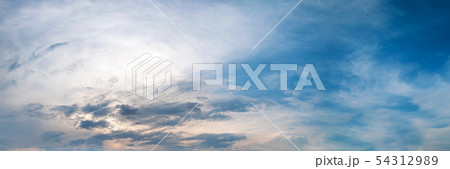 Panorama sky with cloud on a cloudy sunrise. Panorama sky with cloud on a cloudy sunrise. 54312989
