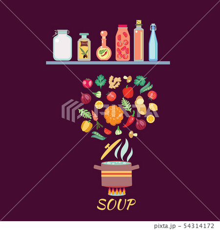 Boiled Vegetables in hot water On the stove. 54314172