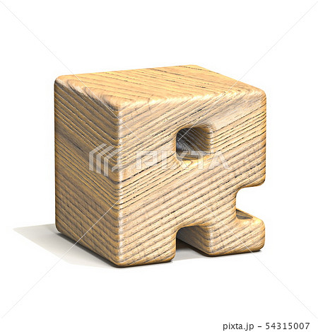 Solid wooden cube font Letter R 3D 54315007