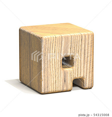 Solid wooden cube font Letter Q 3D 54315008