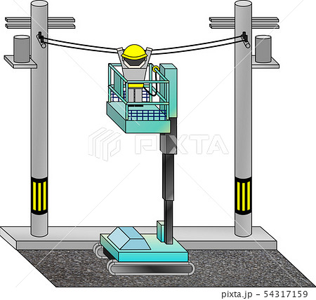 高所作業車 高所作業中 のイラスト素材