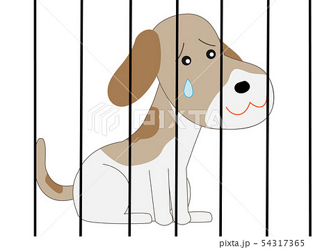 檻の中に監禁された犬 のイラスト素材
