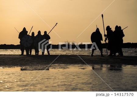 Slavic warriors reeanctors fight Slavic warriors reeanctors fight 54317570