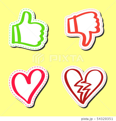 Sticker hand drawn set, like and dislike Sticker hand drawn set, like and dislike 54320351