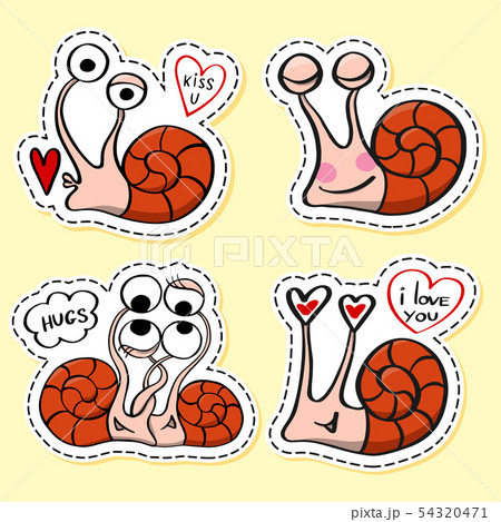 Snails stickers set. Funny emoji. Icon, elements. Snails stickers set. Funny emoji. Icon, elements. 54320471