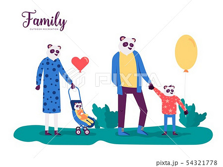 Panda family outdoor activities vector web banner concept Panda family outdoor activities vector web banner concept 54321778