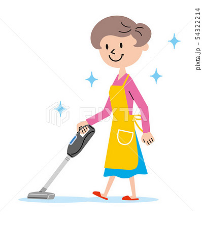 掃除　掃除機　主婦　イラスト 54322214