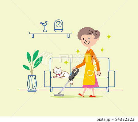 掃除　掃除機　主婦　イラスト 54322222