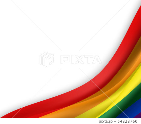 Waving ribbon or banner with flag of LGBT pride. 54323760